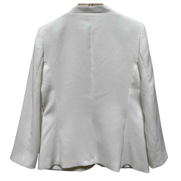 DKNY Ivory Textured One Button Closure Pocket Collarless Blazer Size 6 Small - Picture 3 of 13